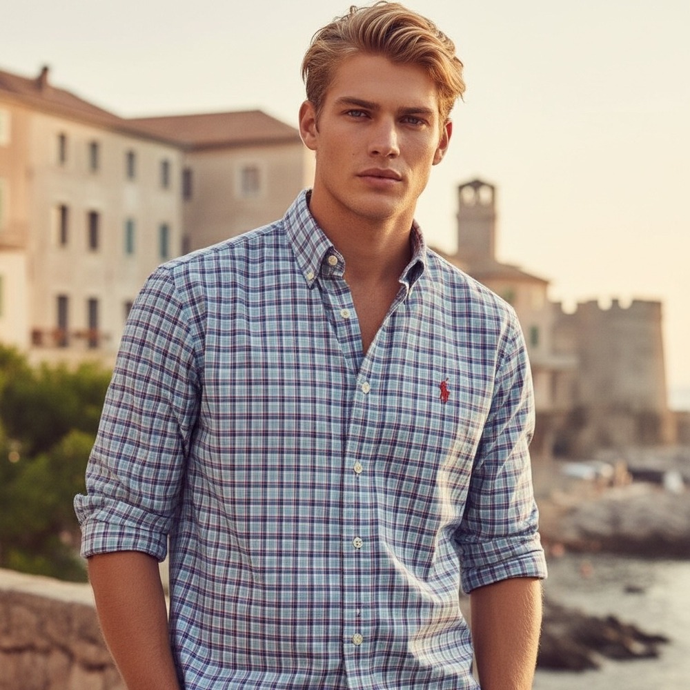 Ralph‎ Lauren Classic Fit Plaid Button Down Shirt XXL Blue Red White Long Sleeve